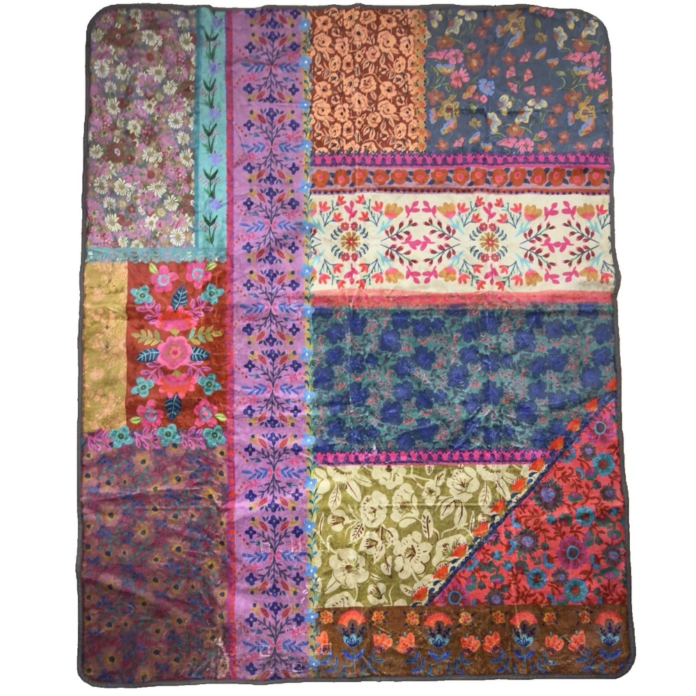 Natural Life Outdoor Picnic Blanket Bohemian Floral Mat Colorblock Hippie Mod